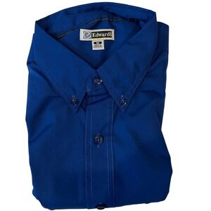 NEW Edwards Men's Short‎ Sleeve Work Shirt Medium Blue Cotton Blend